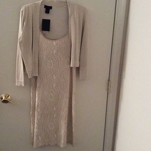 Gold sleeveless dress with jacket